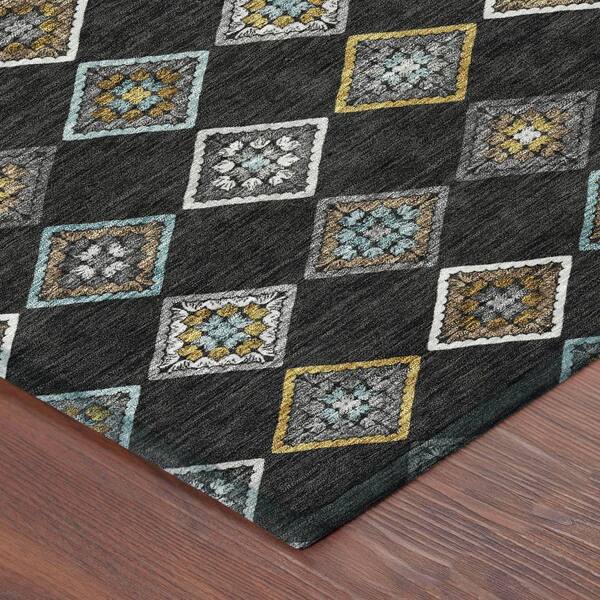 Chantille Machine Washable Indoor/Outdoor Abstract ACN2624 Black 10 ft. x 14 ft. Area Rug