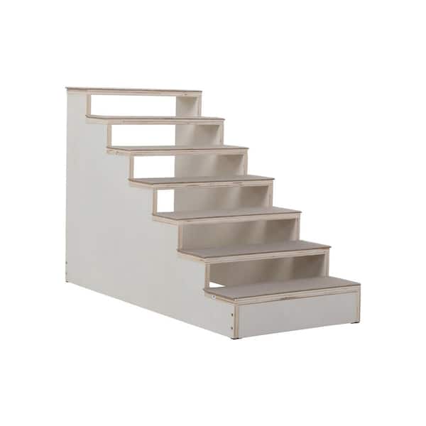 cenadinz 7-Tier Pet Stair Portable Pet Ramp Pet Furniture Dog Ladder with Felt Pad and Non-Slip Mat Natural