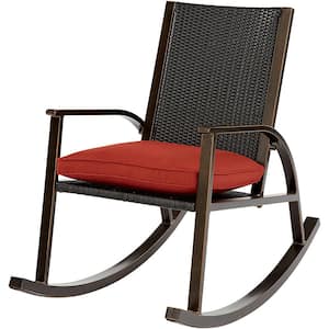 Traditions Aluminum Outdoor Rocking Chair with Red Cushions