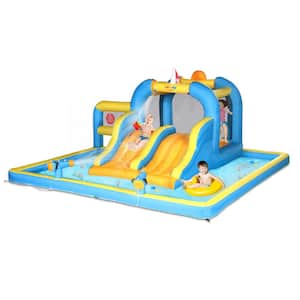 Inflatable Water Park Bounce House 2-Slide Bouncer with 450-Watt Blower
