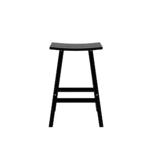 Franklin Black 29 in. Poly HDPE Fade Resistant Outdoor Patio Saddle Seat Pub Height Bar Stool