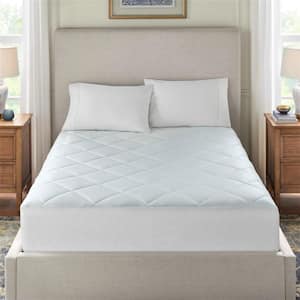 Cooling White Quilted California King Mattress Pad