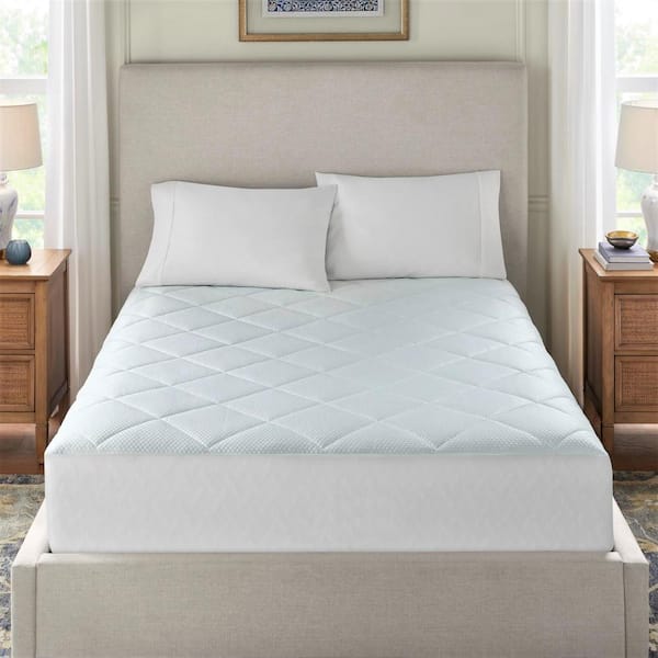 Home Decorators Collection Cooling White Quilted California King Mattress Pad