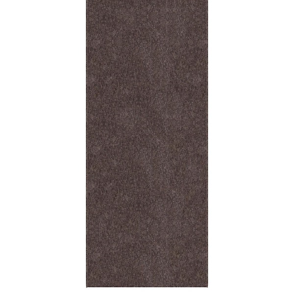 Oscar Non-Slip Rubberback Modern Solid 3X16 Indoor Runner Rug, 2 ft. 6 in. x 16 ft., Brown