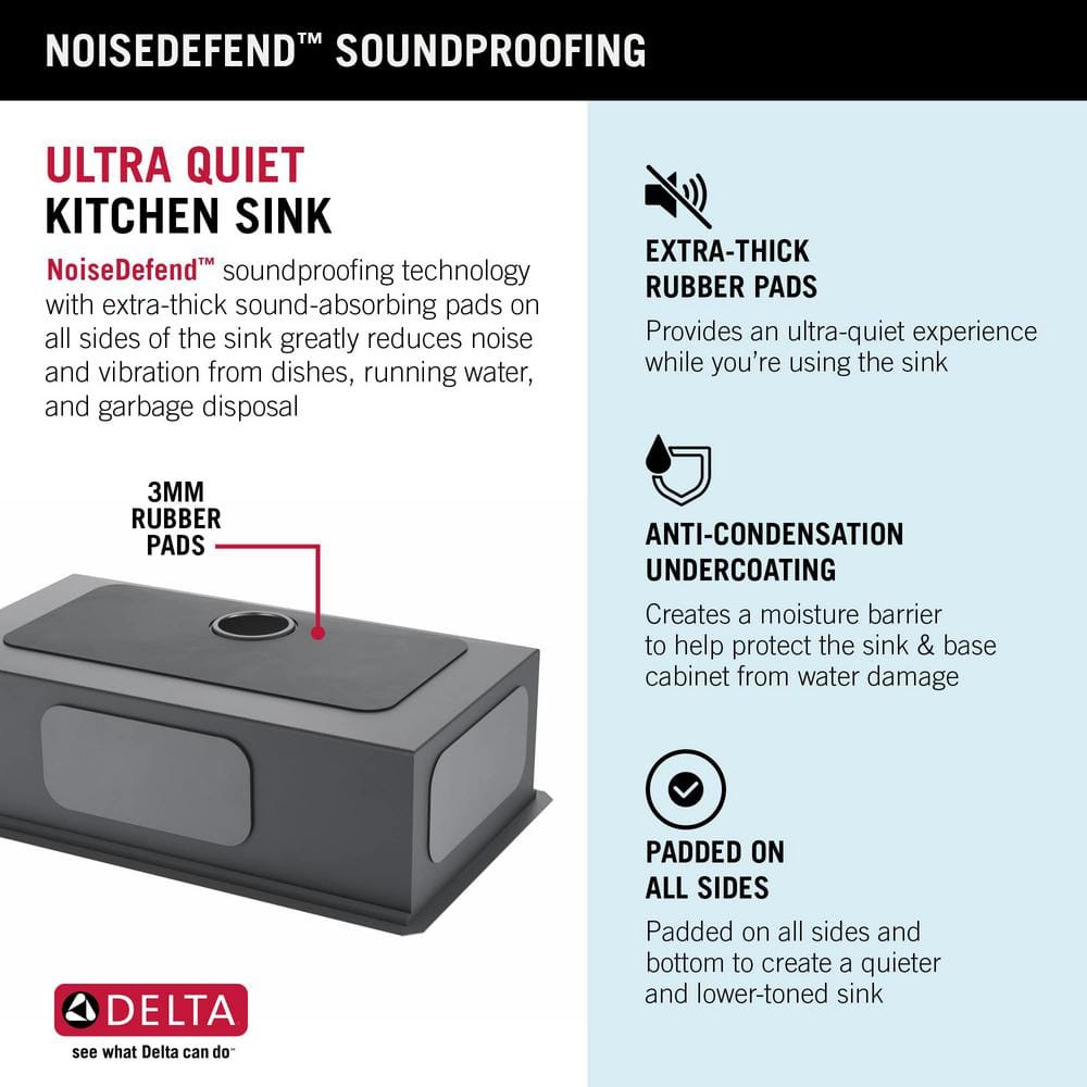 Delta 32-Inch Stainless Steel Workstation Undermount Kitchen Sink
