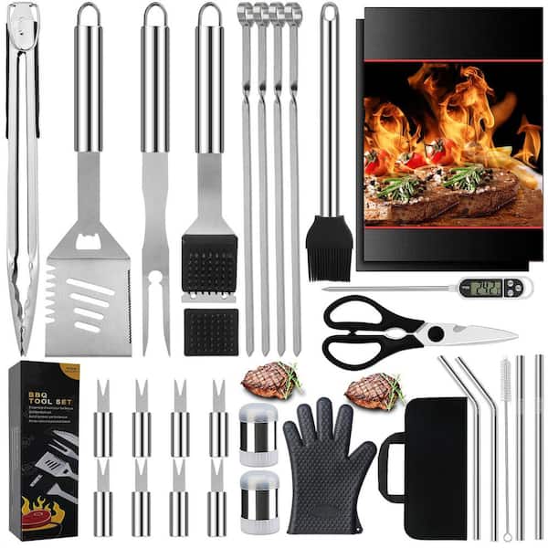 i stedet blød hovedvej Dyiom Silver 31-Piece Heavy-Duty BBQ Grilling Accessories Grill Tools Set  B088CSPGBF - The Home Depot
