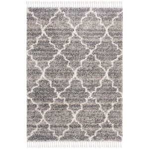 Melrose Shag Gray/Ivory 4 ft. x 6 ft. Abstract Area Rug