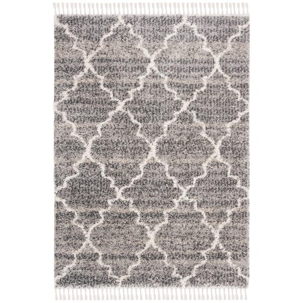 SAFAVIEH Melrose Shag Gray/Ivory 4 ft. x 6 ft. Abstract Area Rug