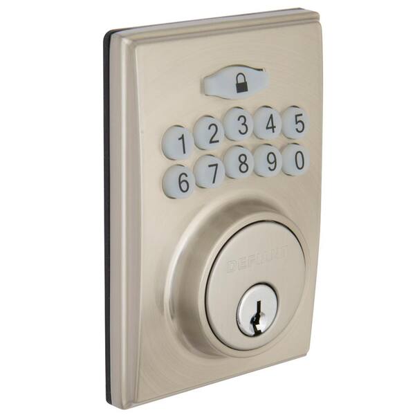 Defiant Square Satin Nickel Electronic Single Cylinder Keypad Deadbolt ...