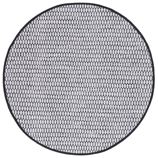 Round Diamond Rug SAFAVIEH Montauk Black/Ivory 6 ft. x 6 ft. Geometric Multi-Diamonds ...