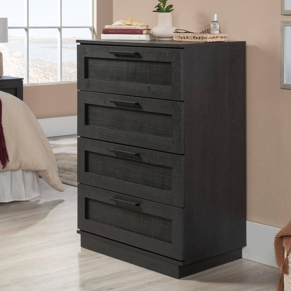 SAUDER Tiffin Line Raven Oak 4-Drawer 29.37 in. Chest of Drawers