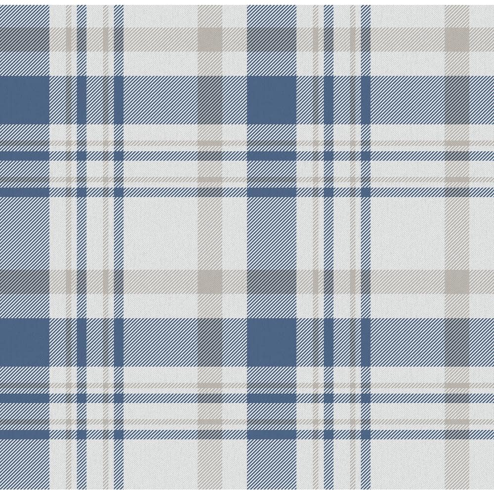 Spring Blossom Collection Check Plaid Navy/Grey Matte Finish Non-Pasted Non