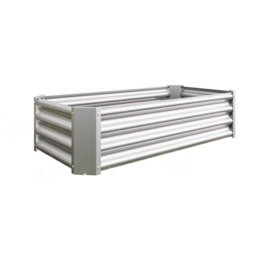 Silver 48 in. x 24 in. x 12 in. Galvanized Steel Raised Garden Bed Kits, Re