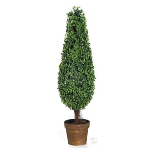 Boxwood 6 in. Green Artificial Boxwood Tree Topiaries