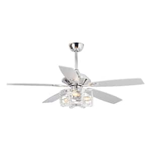 52 in. Indoor Chrome Industrial Reversible Ceiling Fan with Remote Control and Light Kit