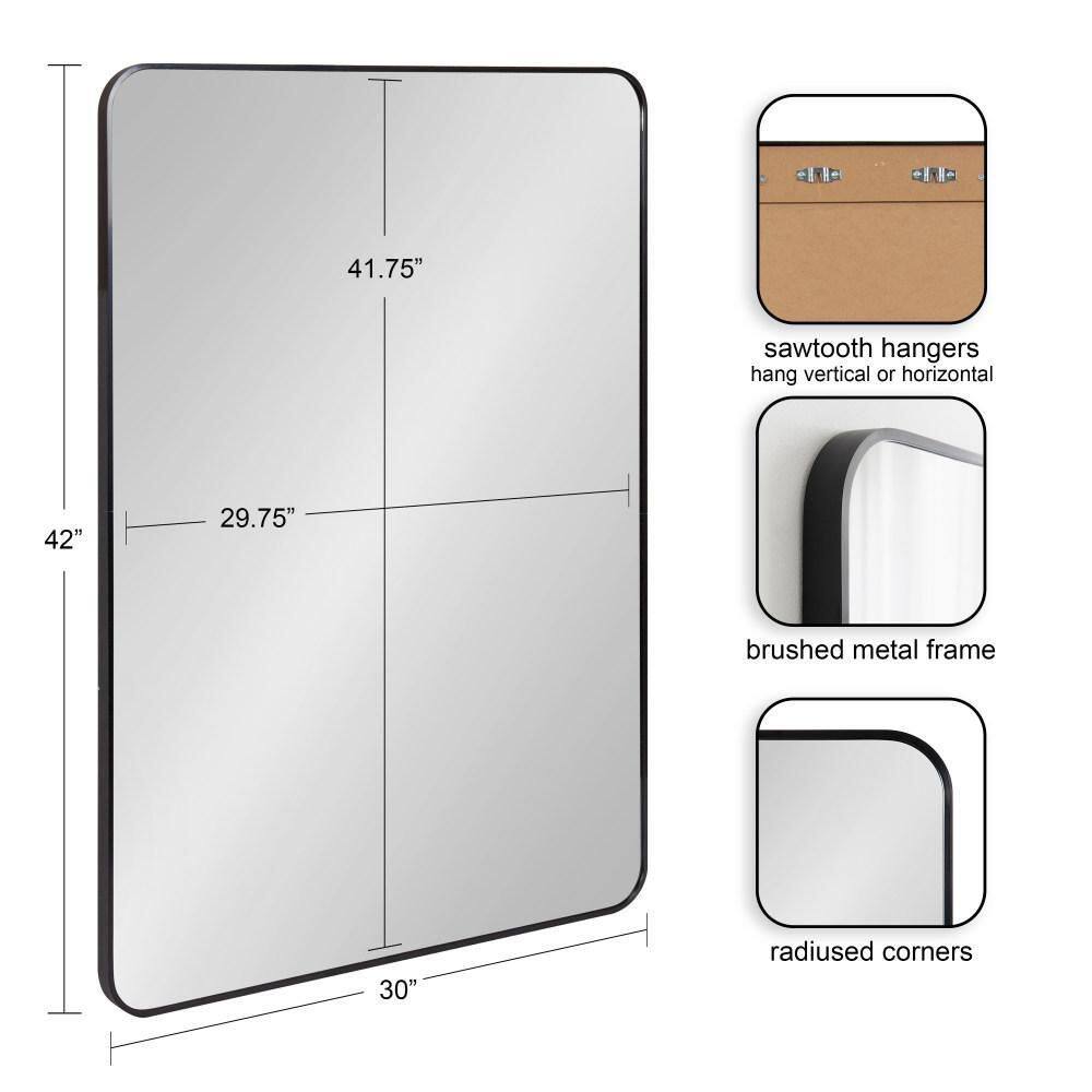 Zayda Sleek Black Aluminum Rectangular Wall Mirror 30x42