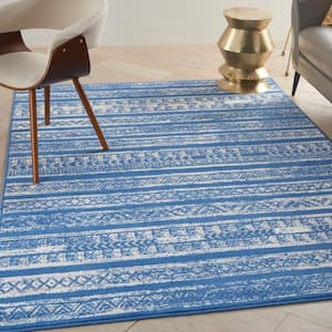 Whimsicle Light Blue Ivory 5 ft. x 7 ft. Abstract Contemporary Area Rug