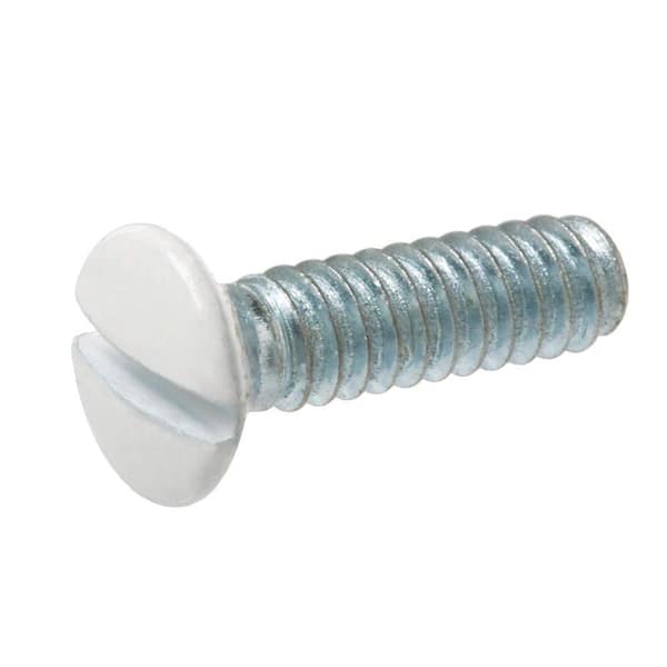 Everbilt #6-32 x 1 in. White Slotted Drive Oval-Head Switch Plate Machine Screw (25-Piece)