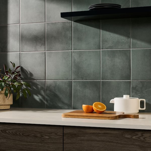 Elizabeth Sutton Cameo Cement Meadow Green 7.87 in. x 7.87 in. Matte Porcelain Floor and Wall Tile (10.76 sq. ft./Case)