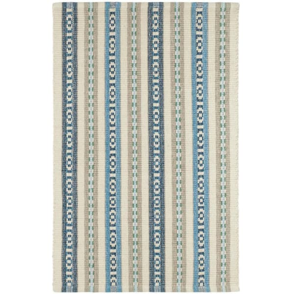 10 ft. x 14 ft. Indigo Long Slade Handwoven Cotton Indoor Area Rug