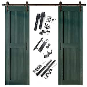30 in. x 84 in. H-Frame Royal Pine Double Pine Wood Interior Sliding Barn Door with Hardware Kit Non-Bypass