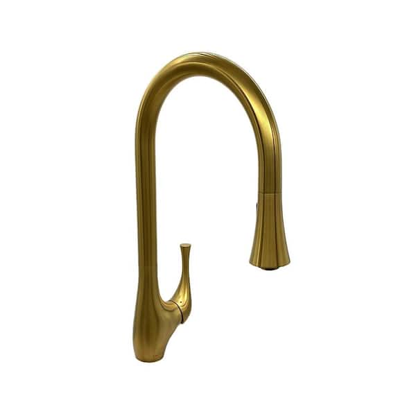 Yasawa Single Handle Stainless Steel Pull Down Sprayer Kitchen Faucet in Brushed Gold