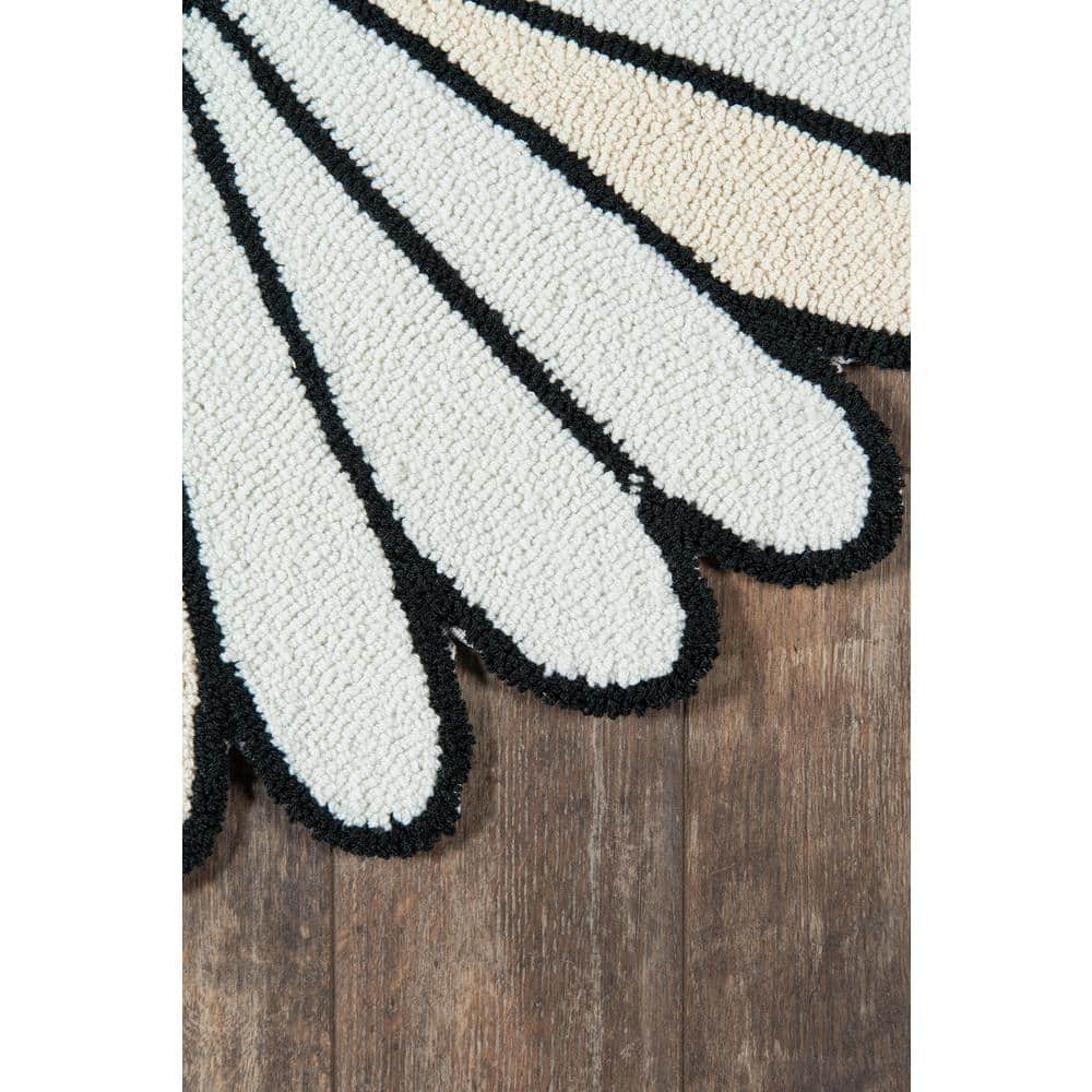 Daisy Ivory Round Floral Wool Kitchen Mat 4' x 4'