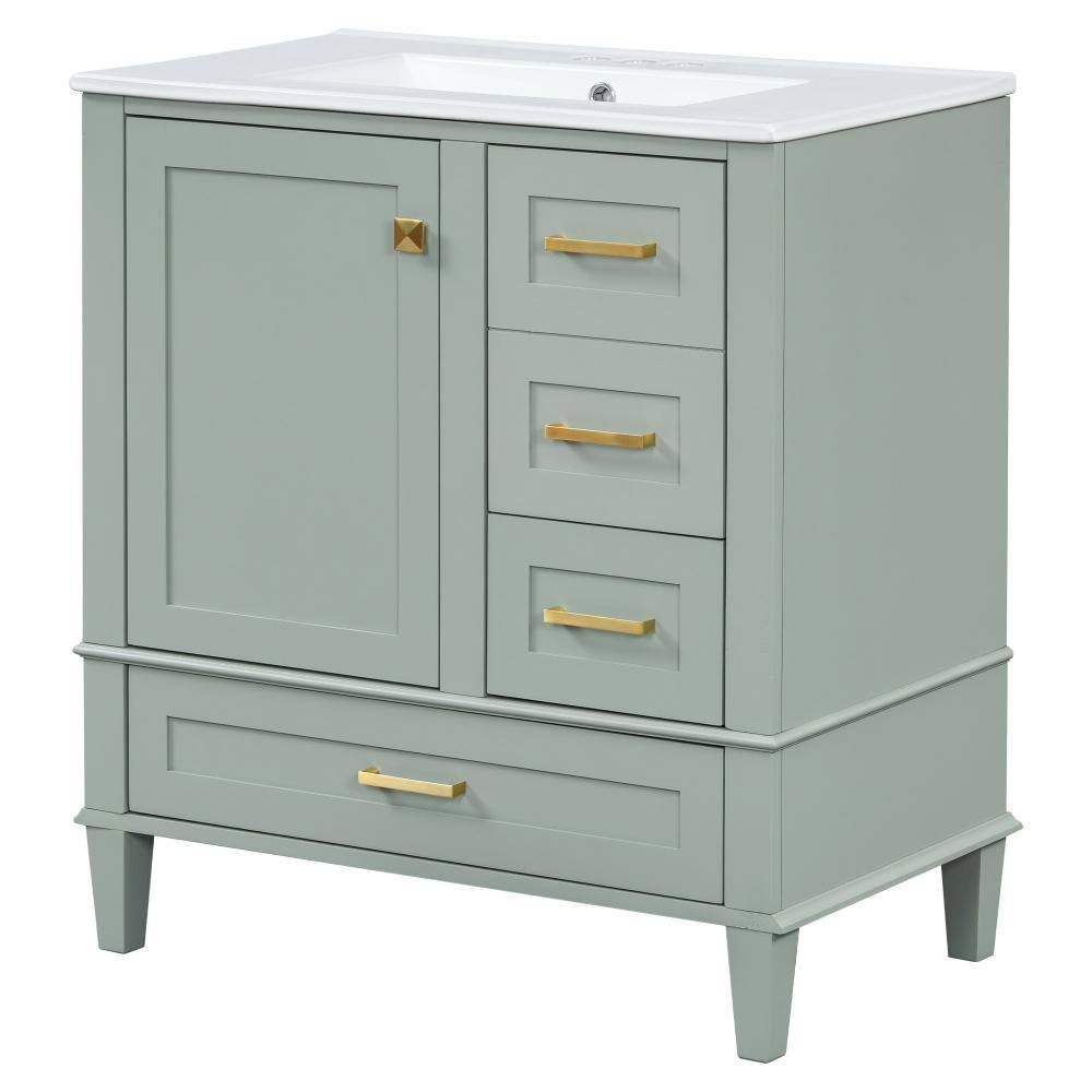 30 in. W x 18.3 in. D x 34 in. H Single Sink Bathroom Vanity in Sage Green with White Ceramic Top price history on PriceWatchPro