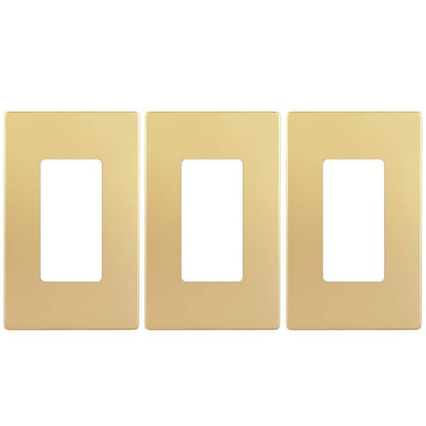 Elite Series 1-Gang 4.68 in. H x 2.93 in. L, Screwless Decorator Wall Plate in Gold (3-Pack)