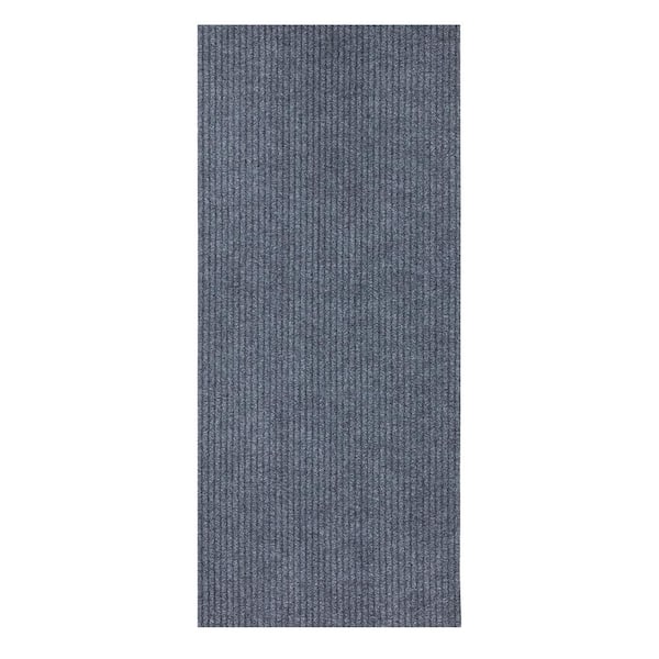 Ottomanson Lifesaver Collection Waterproof Non-Slip Rubberback Solid 2x5 Indoor/Outdoor Runner Rug, 2 ft. x 5 ft., Gray