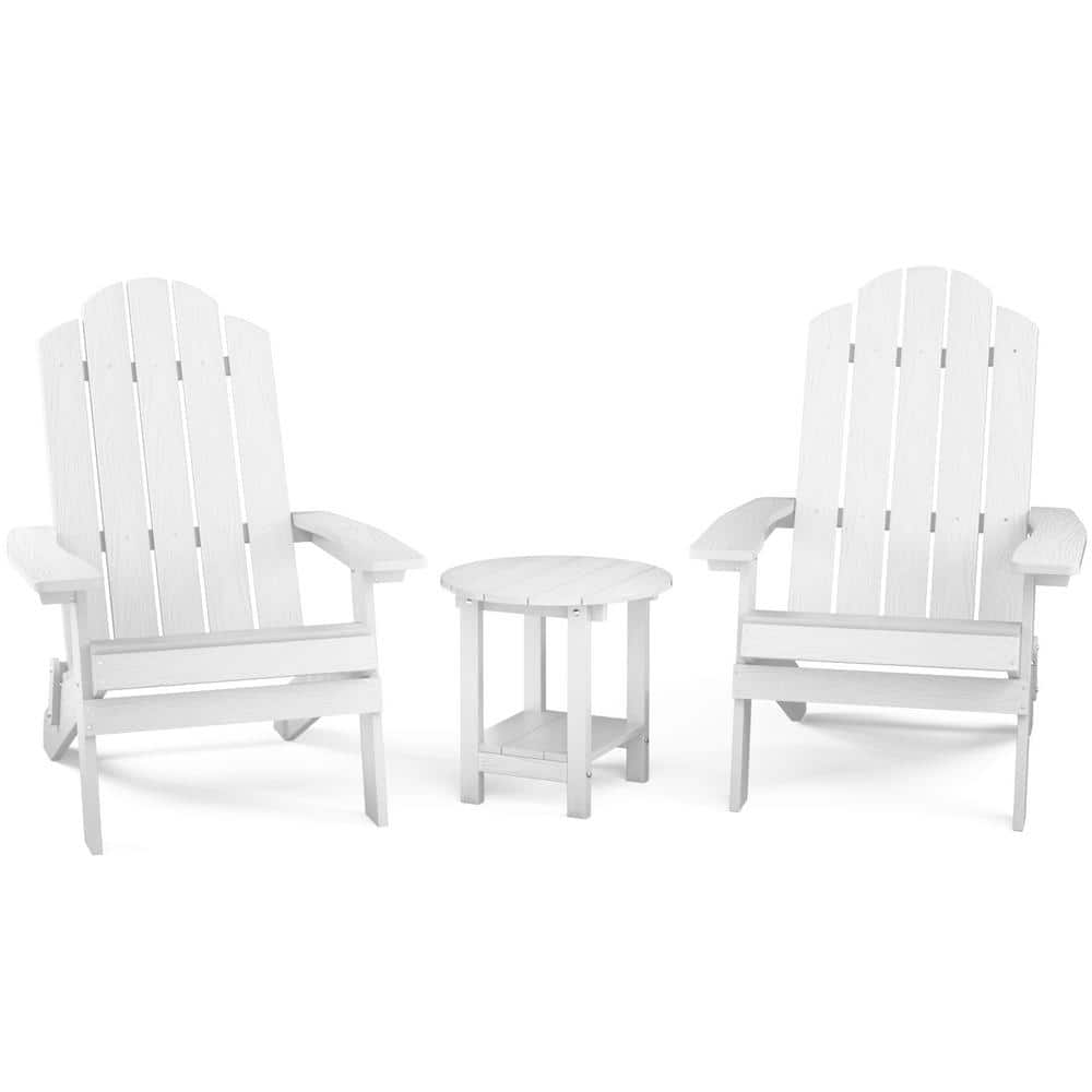 Mximu White 3Piece Plastic Folding Adirondack Chair with Side Table FZH1336 The Home Depot