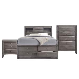 Madison 3-Piece Gray King Storage Bedroom Set