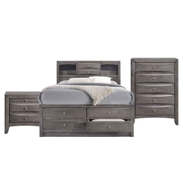 Picket House Furnishings Madison 3-Piece Gray King Storage Bedroom Set