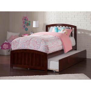 Richmond Walnut Twin Platform Bed with Matching Foot Board with Twin Size Urban Trundle Bed