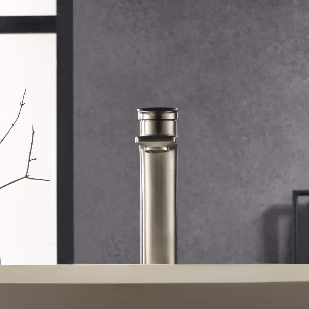Brushed Nickel Tall Single-Handle Bathroom Faucet