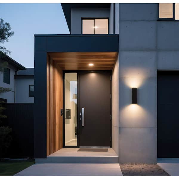 Jasper 14 in. 2-Light Textured Black LED Exterior Wall Sconce