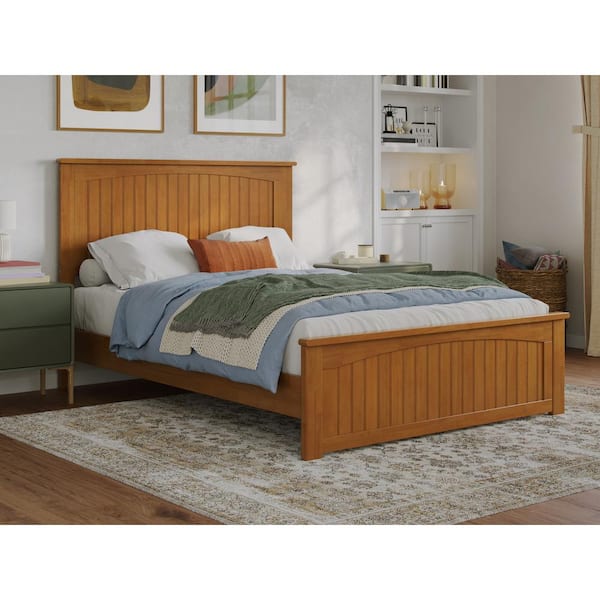 AFI Naples Light Toffee Natural Bronze Solid Wood Frame Full Low Profile Platform Bed with Matching Footboard