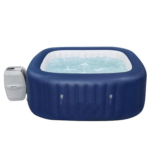 Bestway - SaluSpa 4-Person 60-Jet Square Portable Inflatable Outdoor Hot Tub Spa, Blue