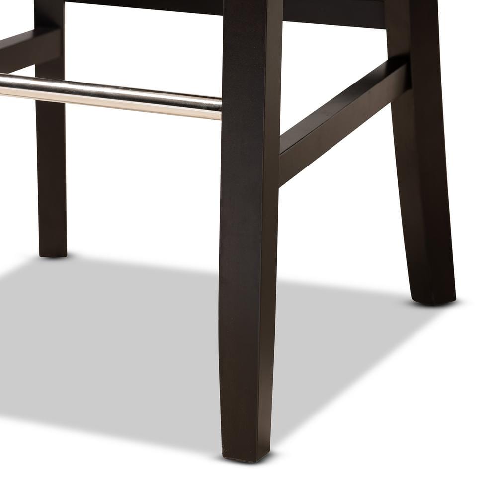 Elegant Navy Blue Velvet & Dark Wood Adjustable Barstool Set