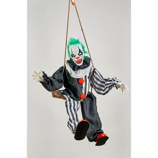 Unbranded 47 in. Hanging Animated Halloween Clown On Swing