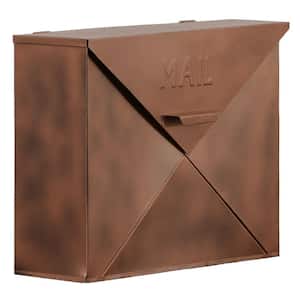 Spacious Brown Copper Metal Wall Mounted Mailbox