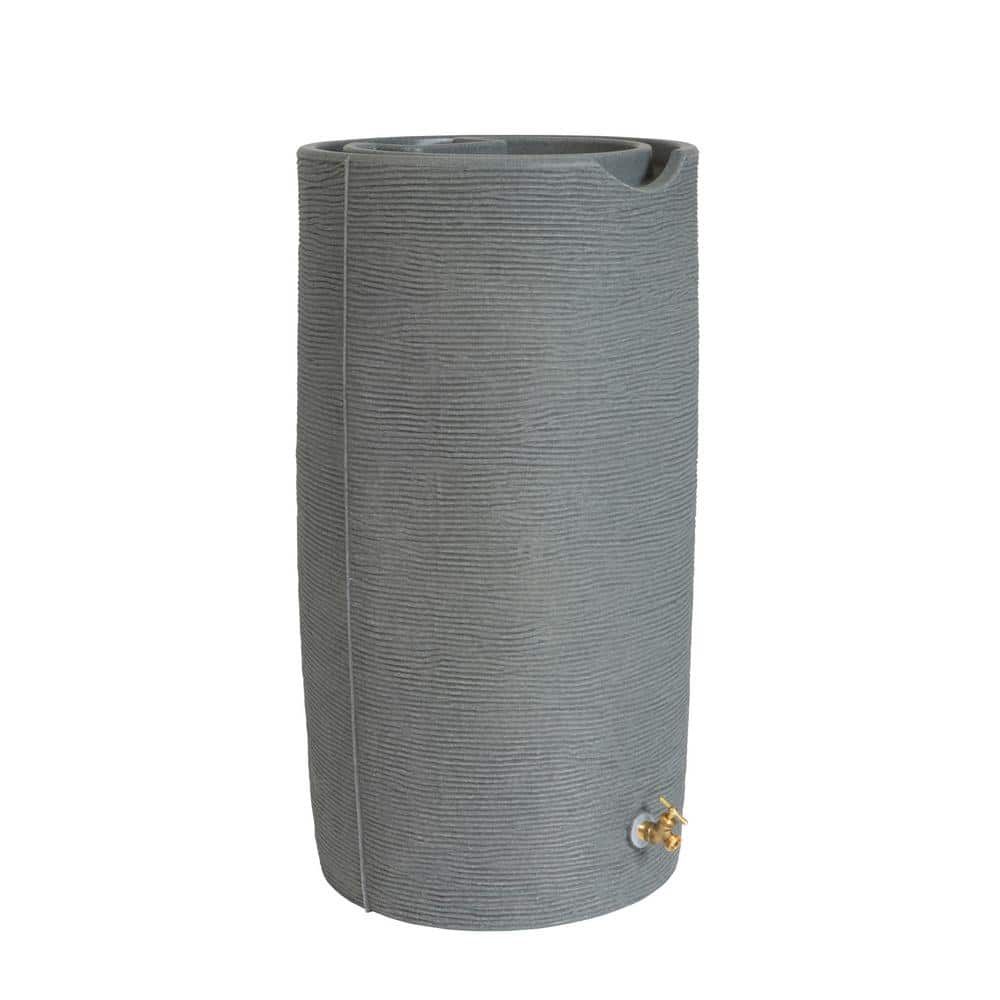 Light Granite 65-Gallon Plastic Planter Rain Barrel