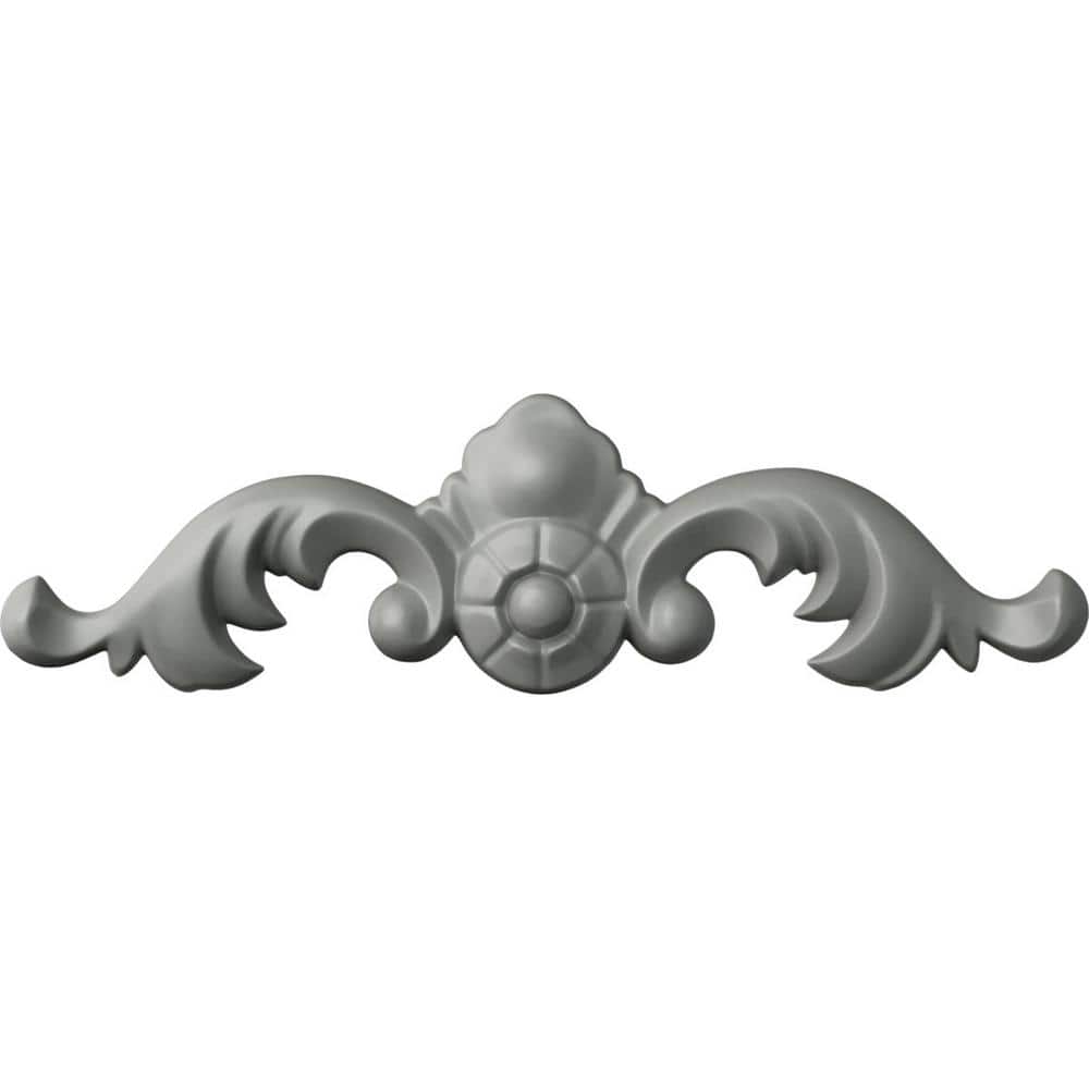 Primed White Polyurethane Crown Onlay Scroll, 9" Wide