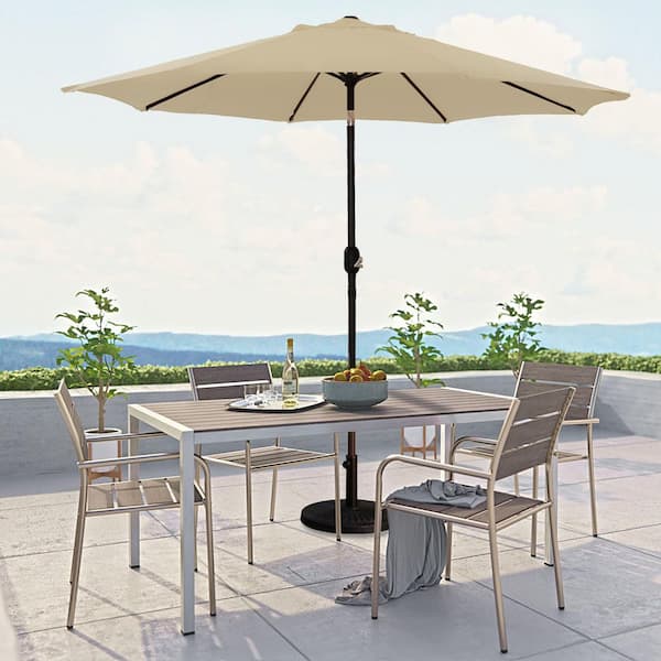 9ft patio umbrella in taupe Garvee 9' Umbrella, Outdoor Table ?C Market Umbrella, Tilt & Crank, UV Waterproof, 8 Ribs, Tan Our beautiful patio umbrella enables you to enjoy an outdoor relaxing time in the hot summer with great shade DEXSO Iron Frame 9ft Patio