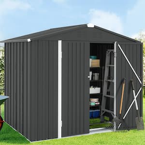 8 ft. W x 6 ft. D Large Outdoor Metal Storage Shed, Galvanized Steel Garden Shed with Lockable Double Doors (48 sq. ft.)