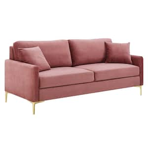 Juliana 75 in. Dusty Rose Tufted Performance Velvet 3-Seats Sofa with Dense Foam Padding