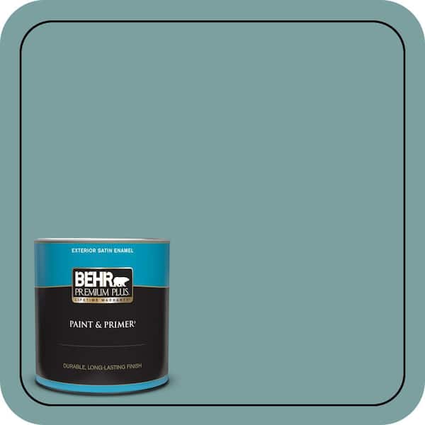 BEHR PREMIUM PLUS 1 qt. #S440-4 Tower Bridge Satin Enamel Exterior Paint & Primer