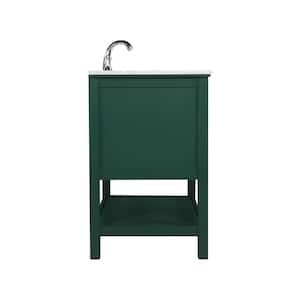 Timeless Home 42 in. W Single Bath Vanity in Green with Marble Vanity Top in Carrara with White Basin