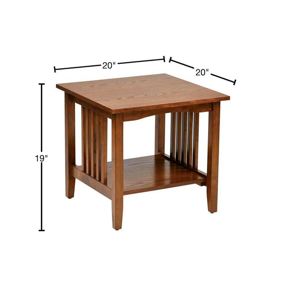Sierra 20" Brown Wood End Table with Storage Shelf