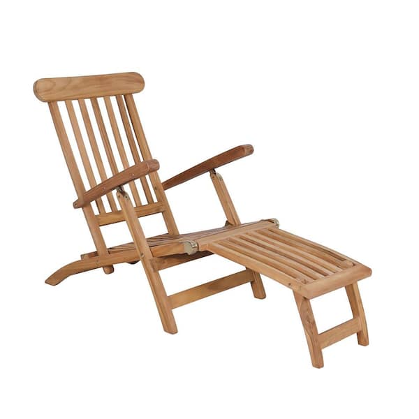 Wildaven All Natural Grade Authentic Teak Folding Adirondack Chair and Ottoman